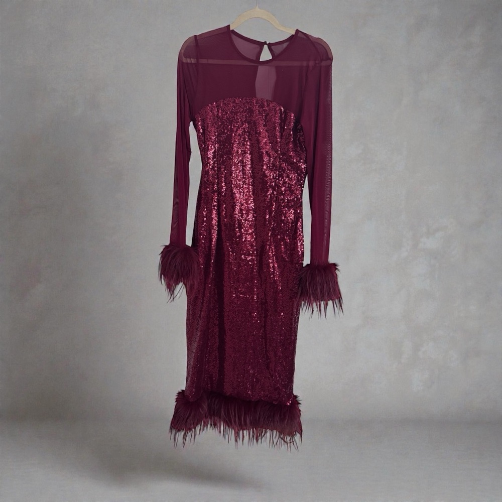 Elegant Burgundy Sequin Dress